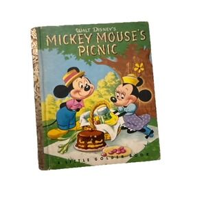 1950 Walt‎ Disney's MICKEY MOUSE'S PICNIC Little Golden Book Vintage